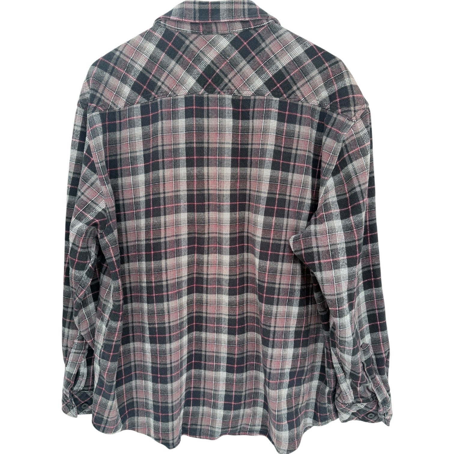 Dickies Flannel Shirt Mens 2XL Gray Red Plaid Workwear Button Up