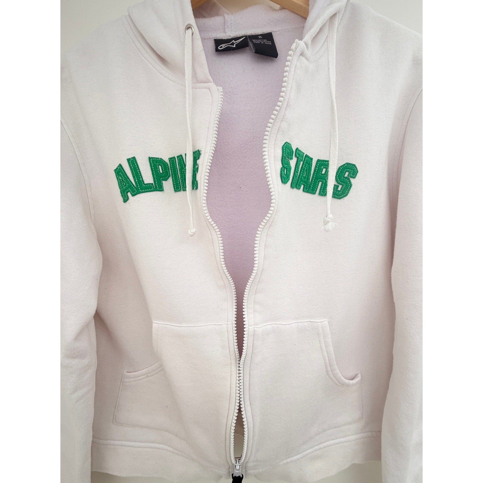 Alpinestars White Green Glitter Full Zip Hoodie Womens XL