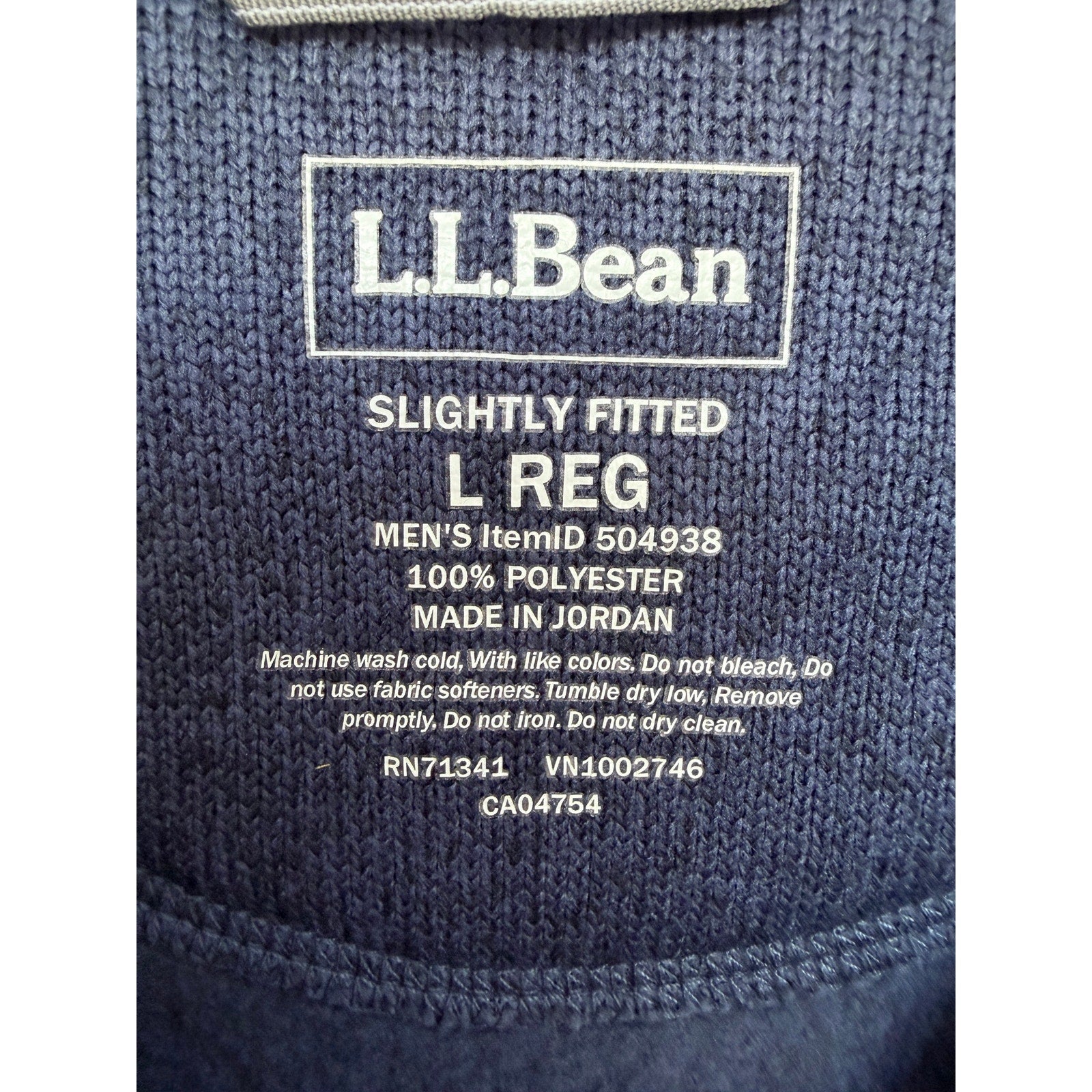 LL Bean Fleece Jacket Mens Large Navy Full Zip Slightly Fitted Outdoor