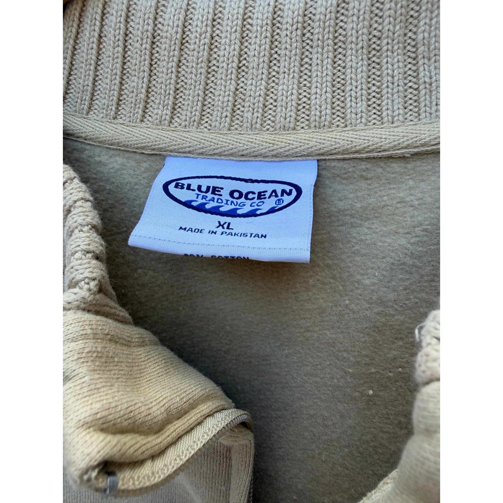 Cabelas Sweatshirt Mens XL Beige Full Zip Embroidered Logo