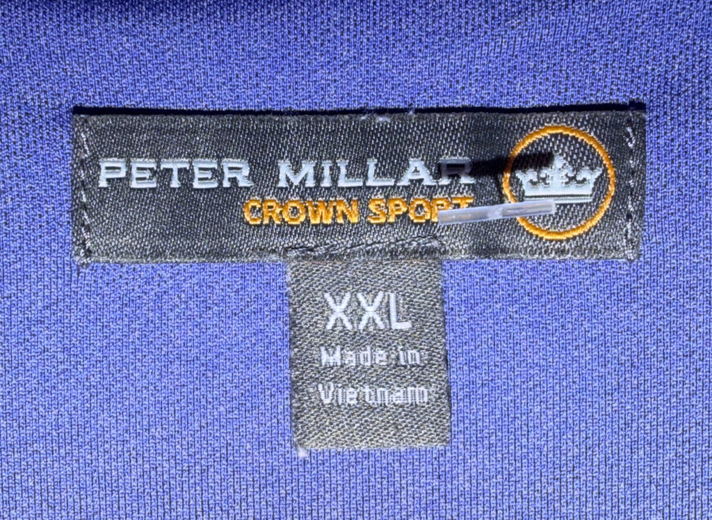 Peter Millar Men's Blue Denver Broncos Quarter-Zip Half-Zip Mock Neck Sweatshirt — brand label