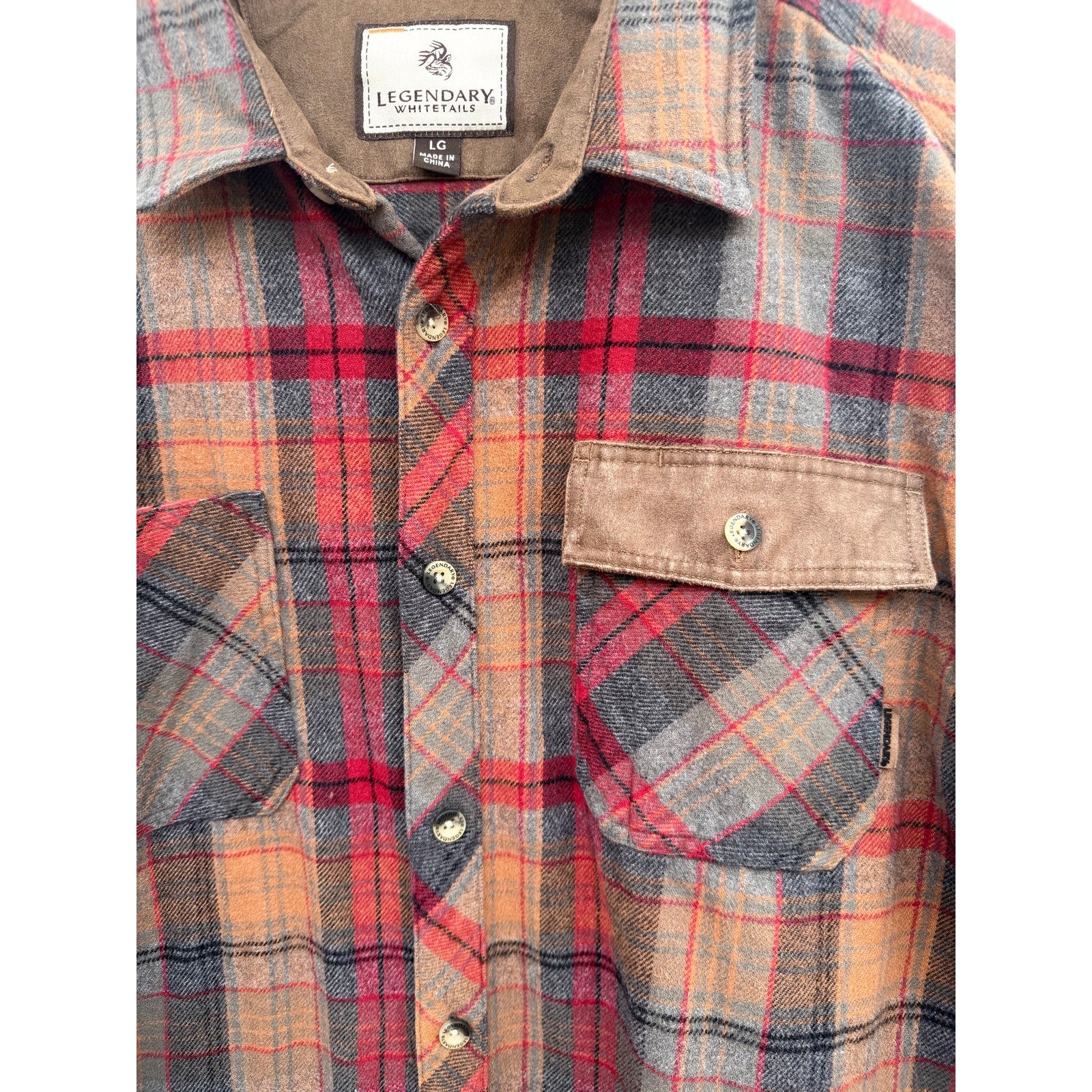 Legendary Whitetails Flannel Shirt Mens Large Plaid Outdoor Button Up