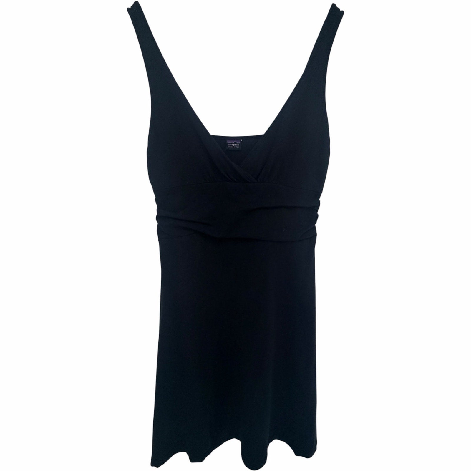 Patagonia Organic Cotton Faux-Wrap Black Dress XS