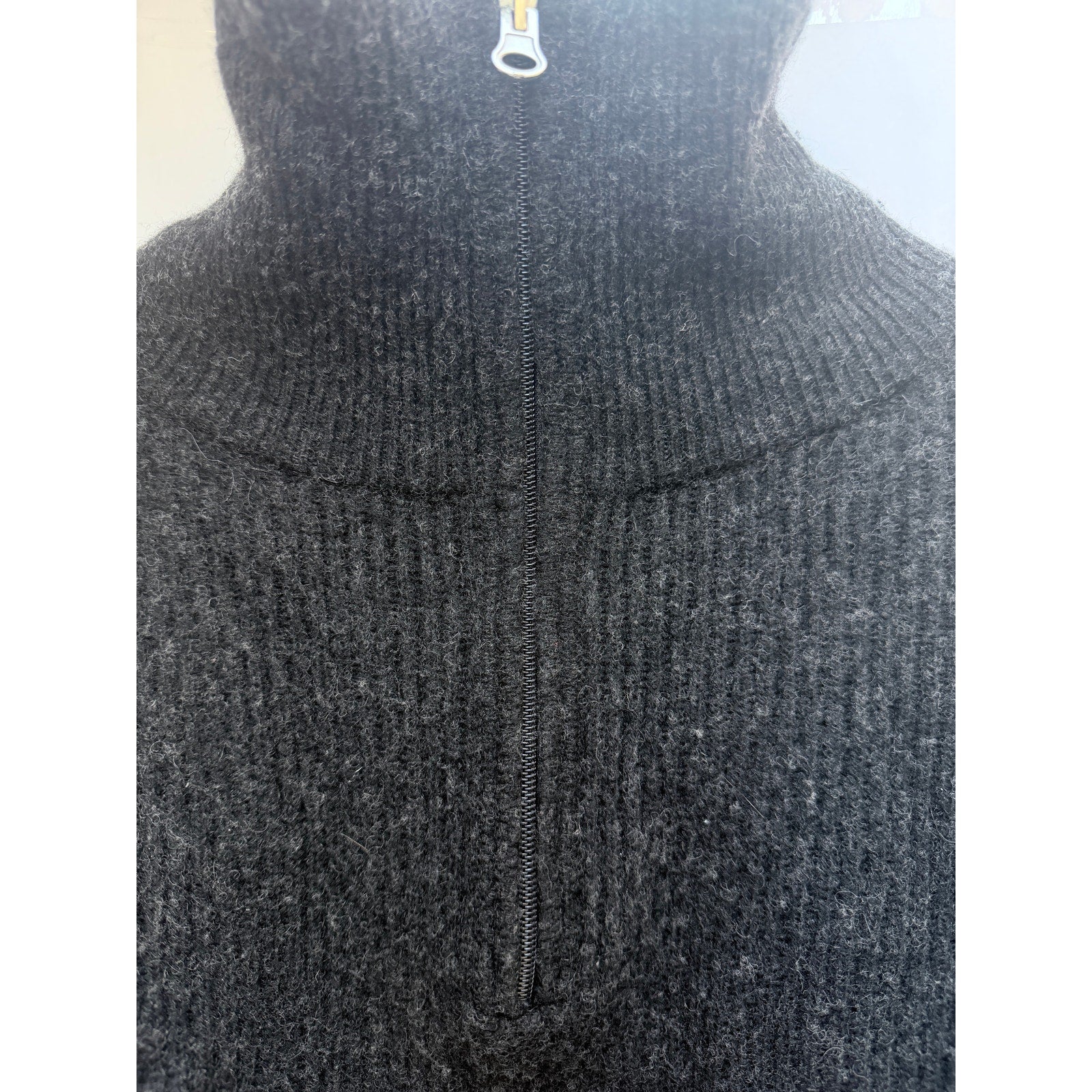 Oisin Ban Irish Wool Half Zip Sweater Mens Medium Black Made In Ireland Donegal