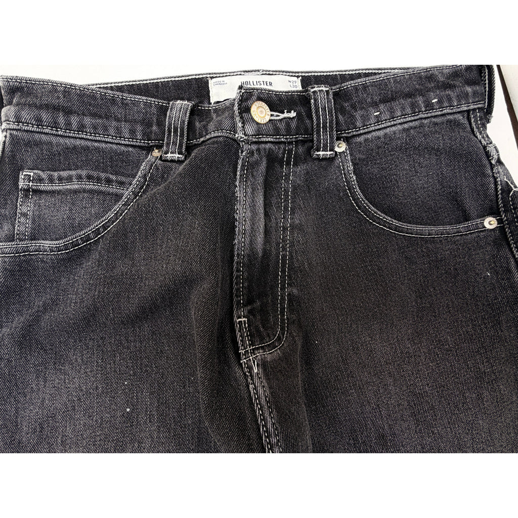 Hollister Baggy Skater Jeans Womens 29x30 Black Wash Cobra Pocket Denim