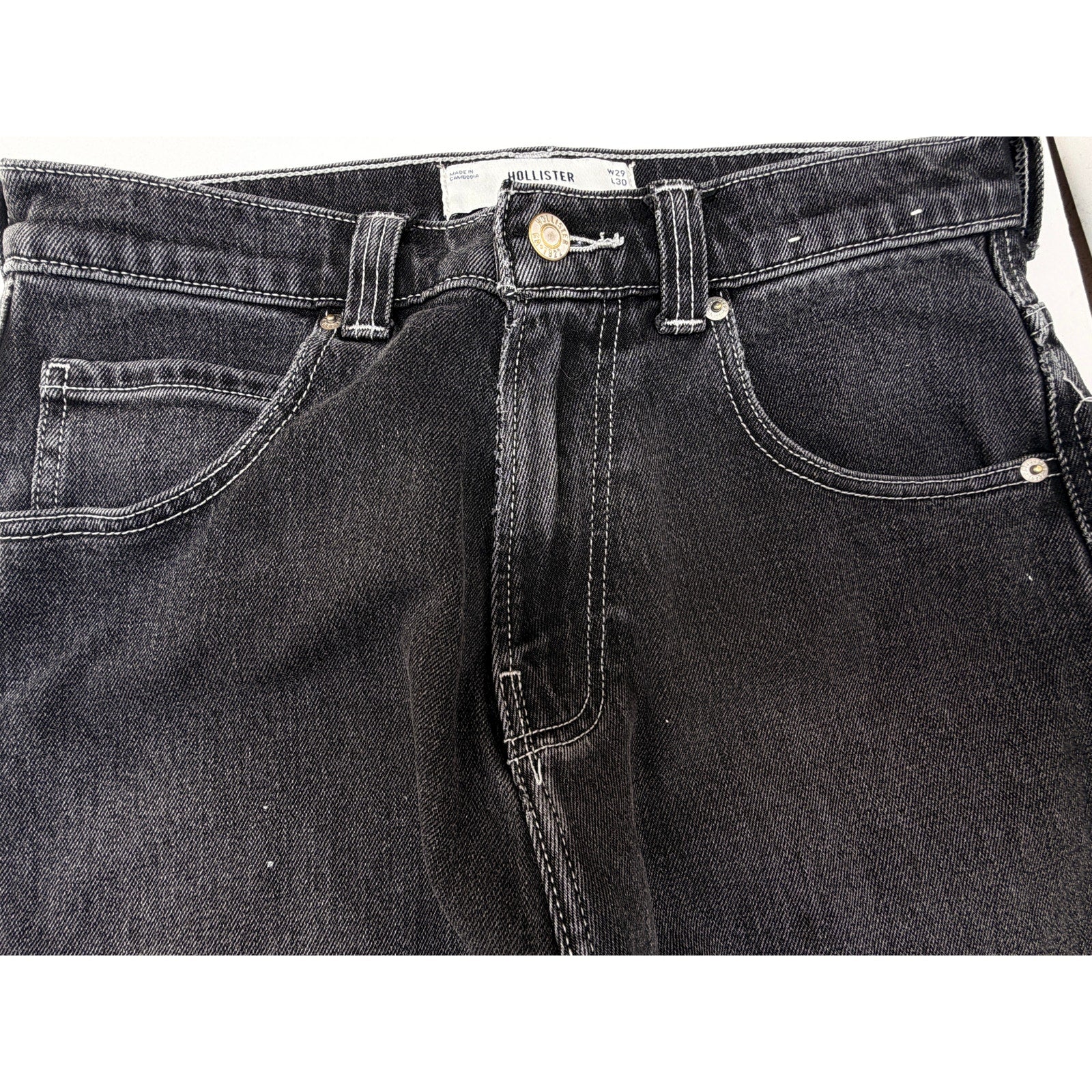 Hollister Baggy Skater Jeans Womens 29x30 Black Wash Cobra Pocket Denim