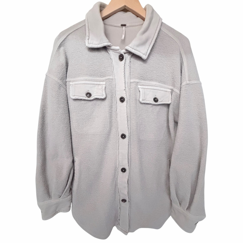 Free People Gray Fleece Shacket Womens XS