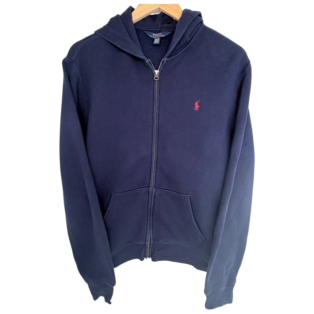 Polo Ralph Lauren Full Zip Hoodie Youth XL 18-20 Navy Pink Pony Sweatshirt