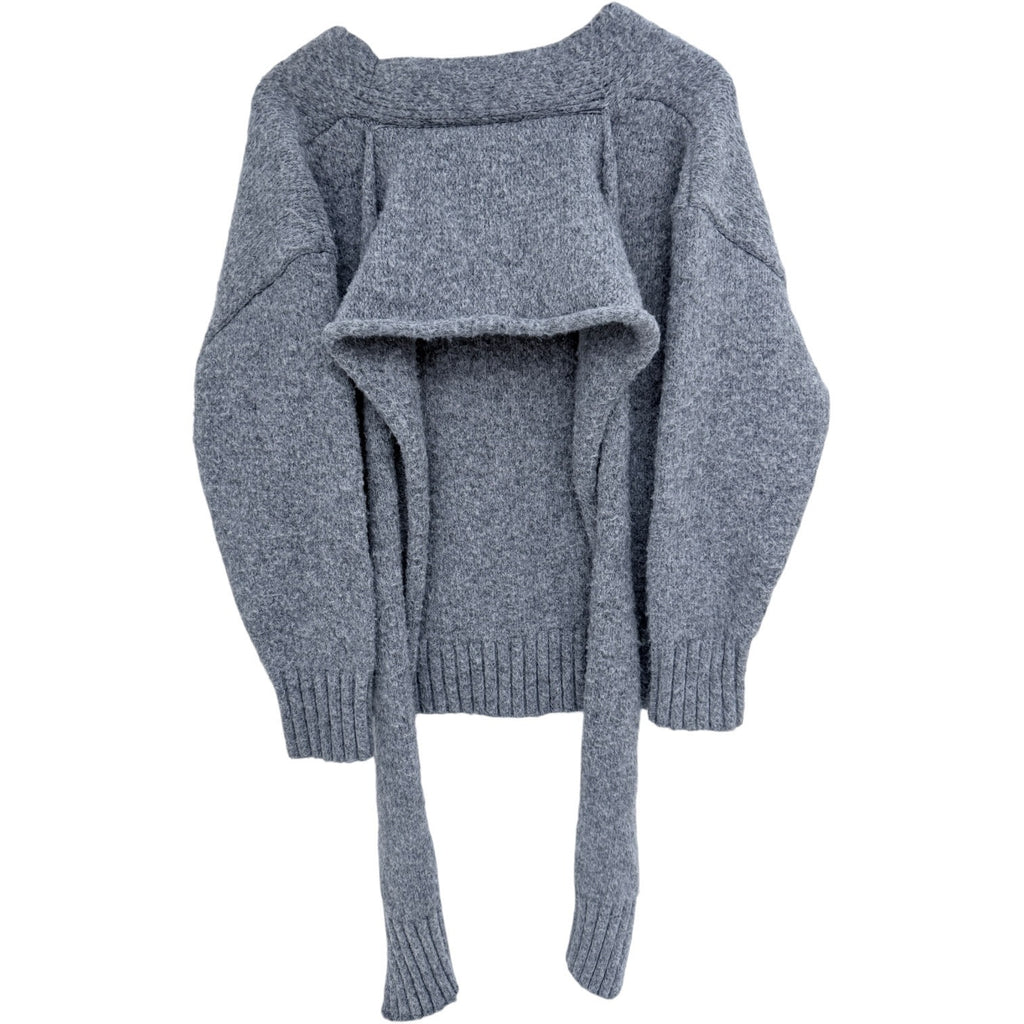 Et Clet Fuzzy Knit Cardigan Sweater Womens S M Gray Open Front