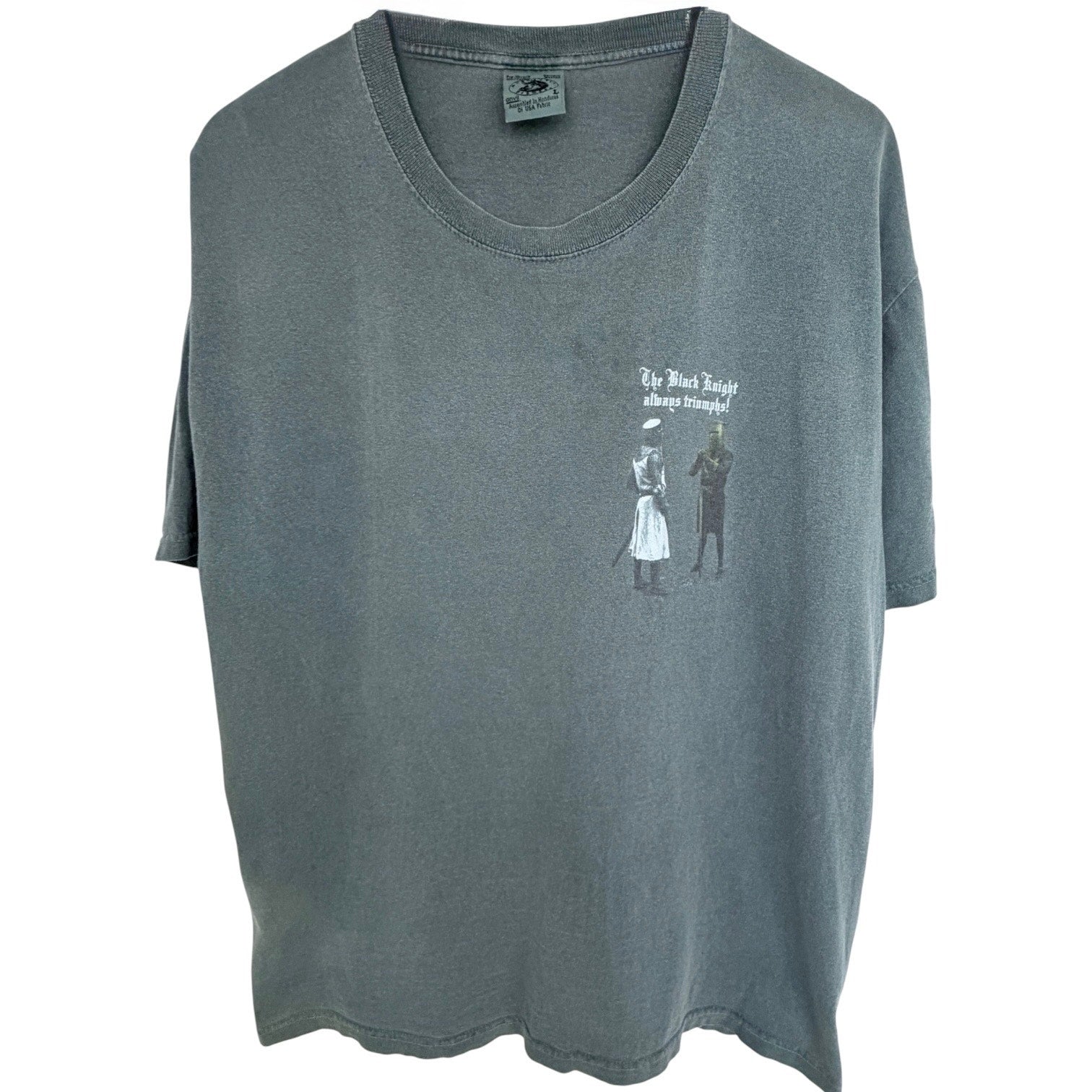 Vintage Monty Python Black Knight Grail T Shirt Mens L Green Movie Quote Graphic