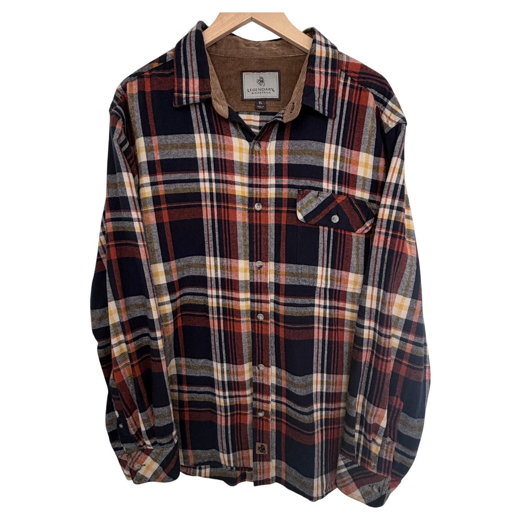 Legendary Whitetails Flannel Shirt Jacket Mens XL Plaid Corduroy Collar Shacket