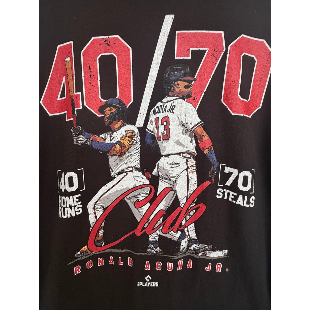 Ronald Acuna Jr 40 70 Club T Shirt Mens XL Black Atlanta Braves MLB Graphic Tee