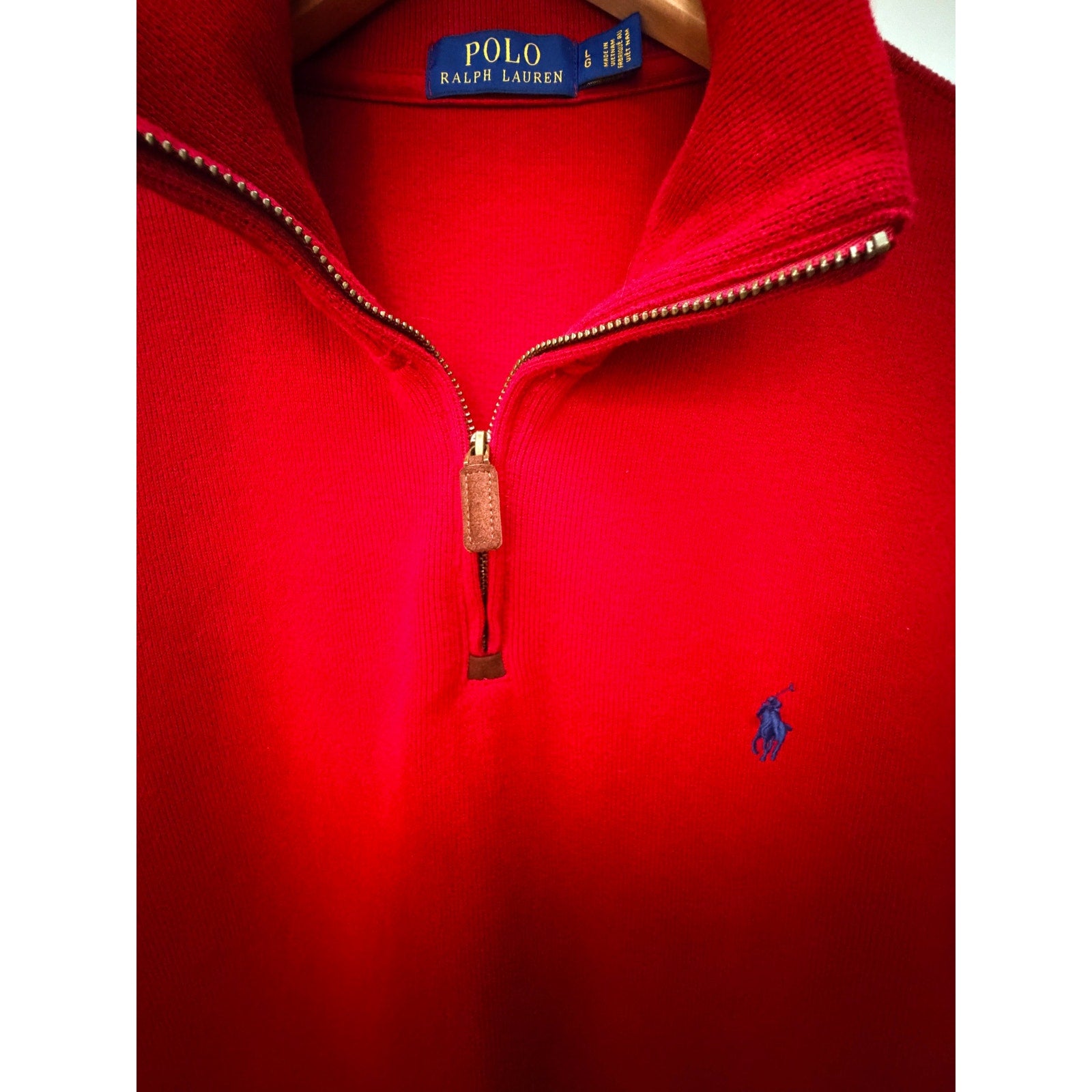 Polo Ralph Lauren Men's Red Quarter-Zip Sweater Large