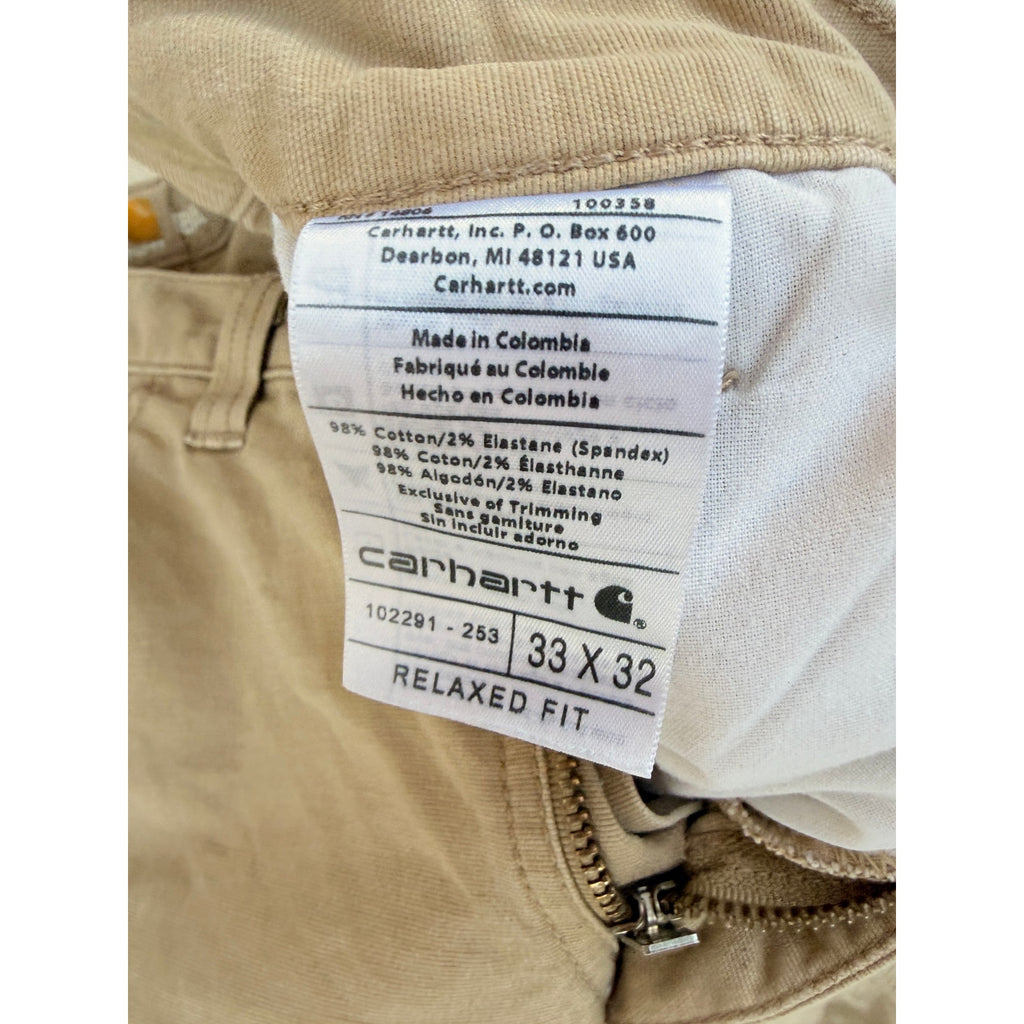 Carhartt Relaxed Fit Work Pants 33x32 Khaki Canvas Workwear