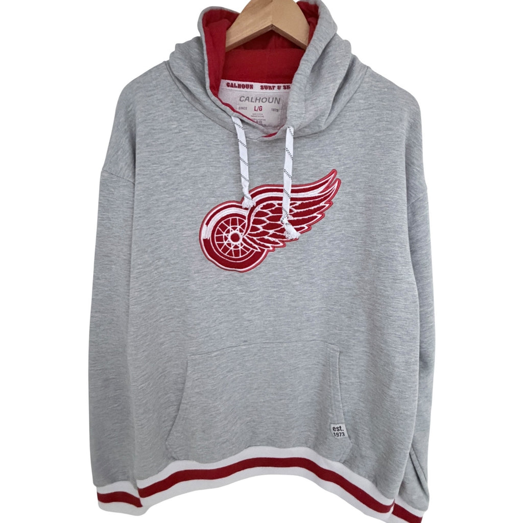 Detroit Red Wings Hoodie Mens Large Gray NHL Pullover Sweatshirt