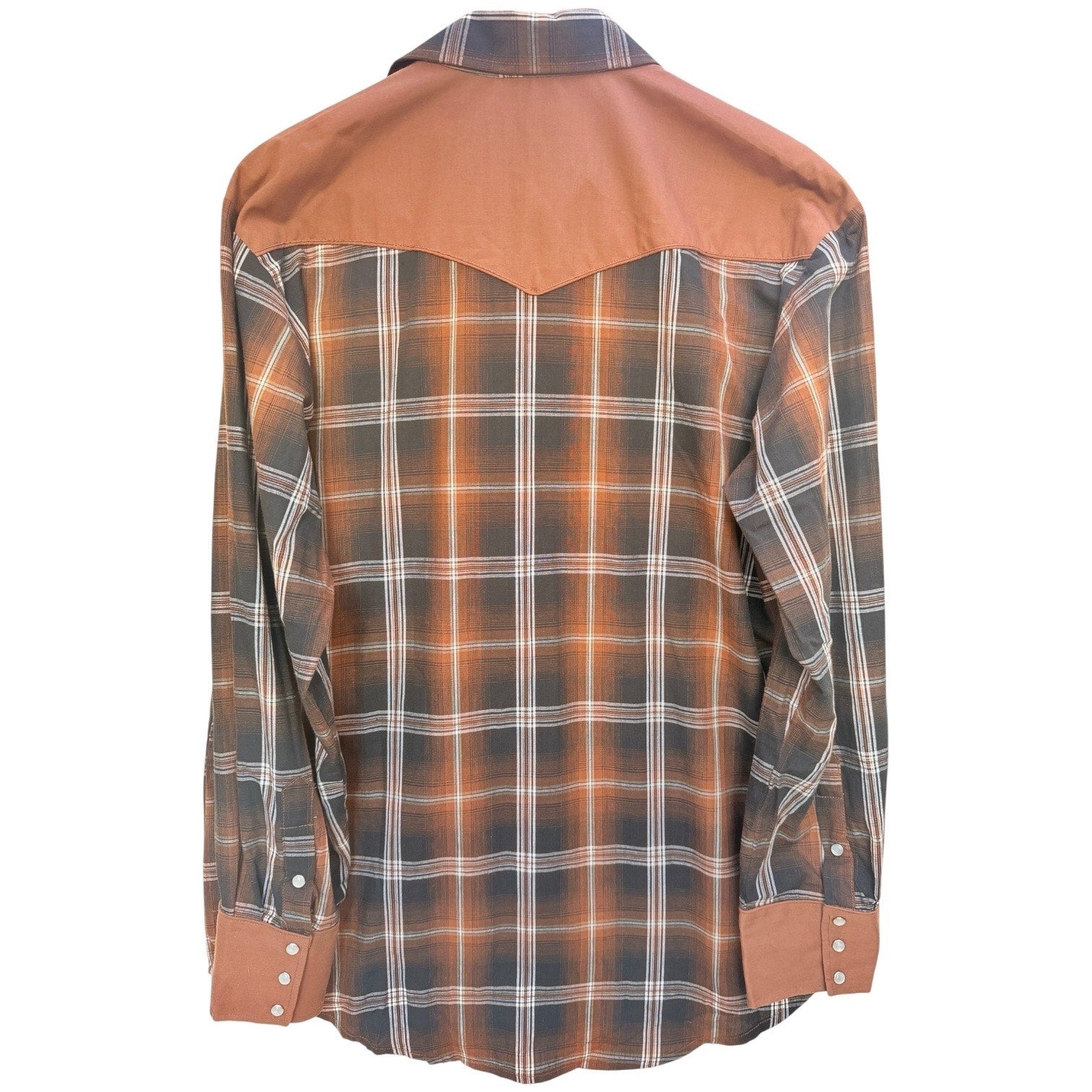 Red Ranch Western Pearl Snap Shirt Mens Large Brown Plaid Cowboy Button Up Rodeo