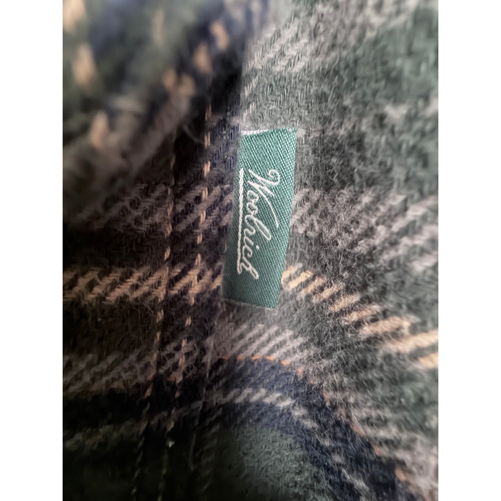 Woolrich Plaid Flannel Shirt Jacket Mens XL Green Button Front Wool Blend