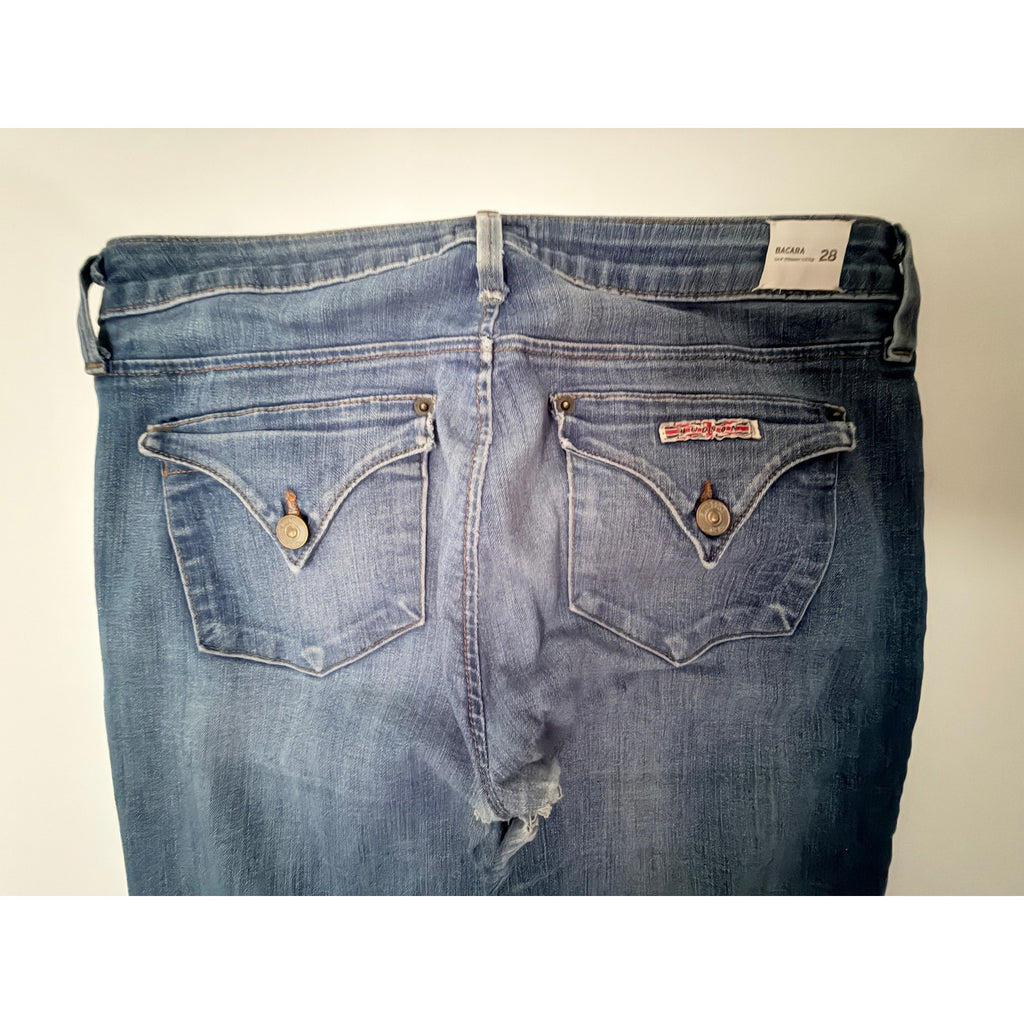 Hudson Bacara Crop Straight Mid Rise Jeans Women's 28 Made USA Stretch Denim