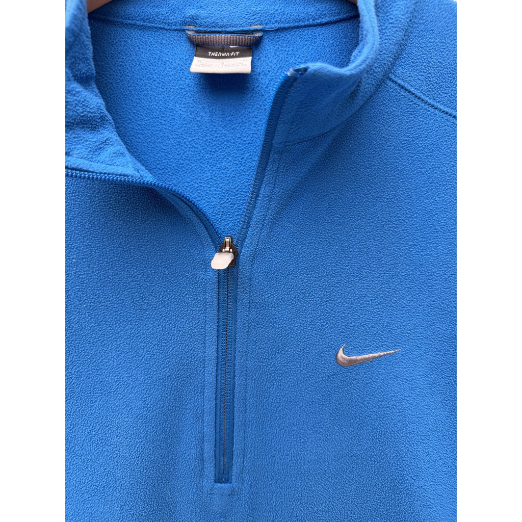 Nike Therma Fit Quarter Zip Pullover Mens Large Blue Fleece Swoosh Athletic