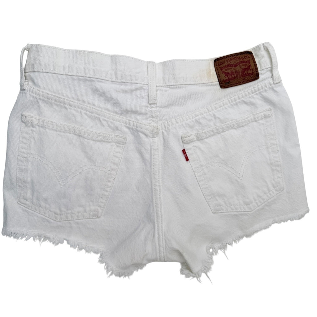 Levis 501 Denim Shorts Womens Size 28 White Distressed Cutoff Jean Shorts