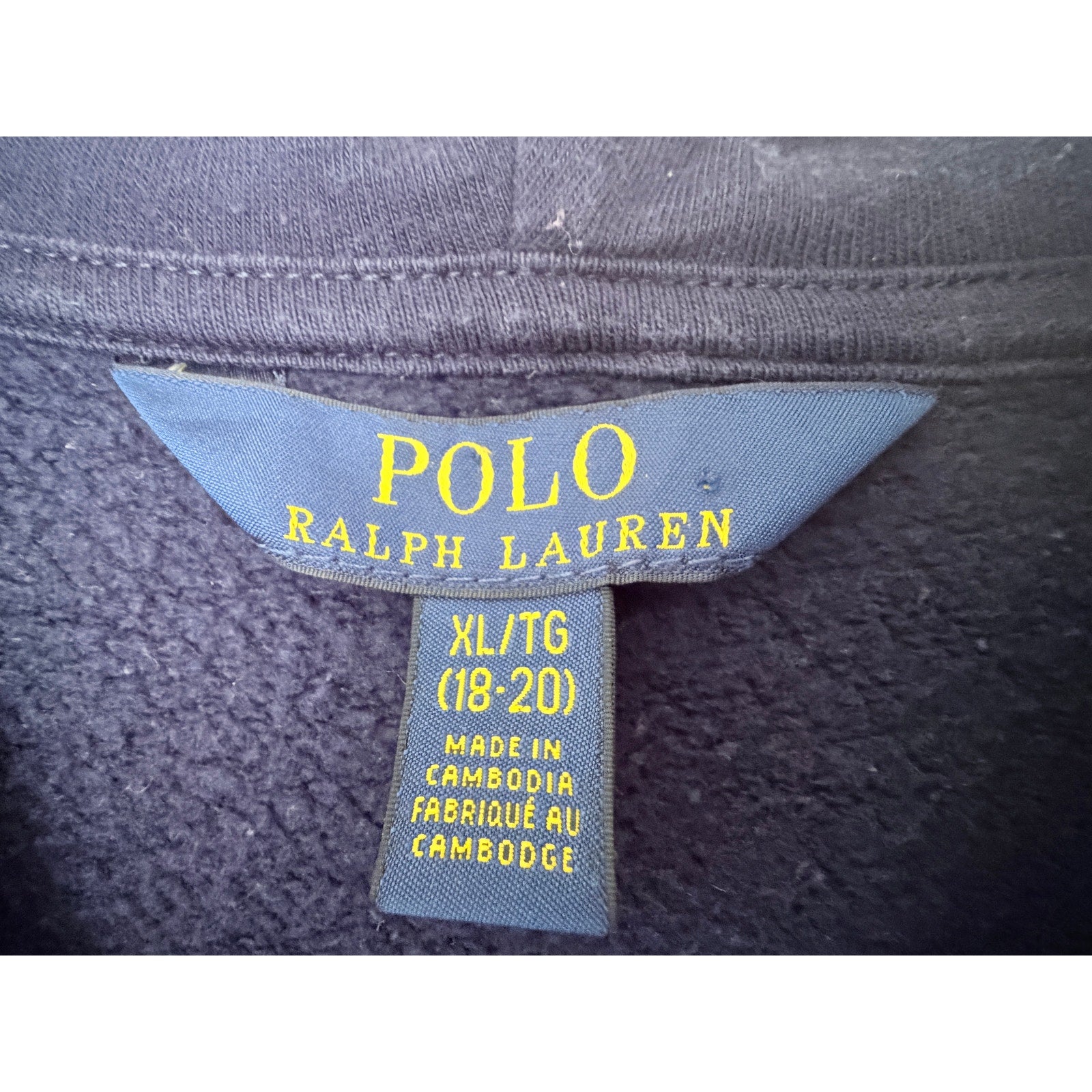 Polo Ralph Lauren Full Zip Hoodie Youth XL 18-20 Navy Pink Pony Sweatshirt