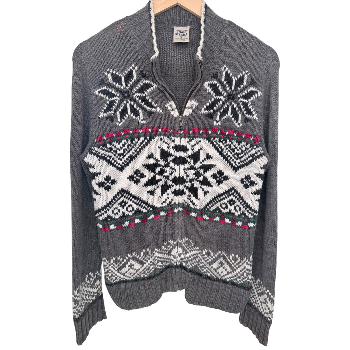 High Sierra Men's Gray Full-Zip Mock Neck Sweater — front view