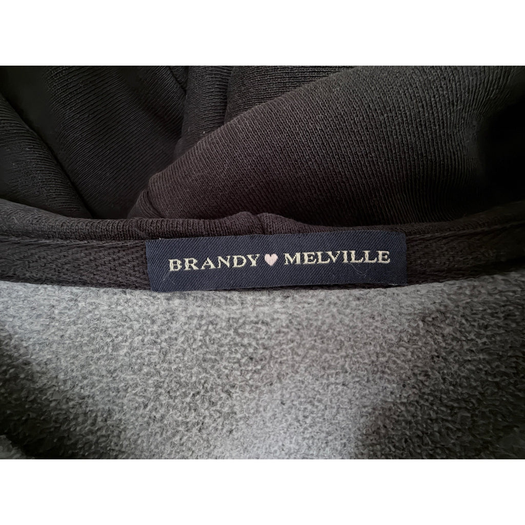 Brandy Melville Zip Up Hoodie Womens One Size Black Oversized Sweatshirt