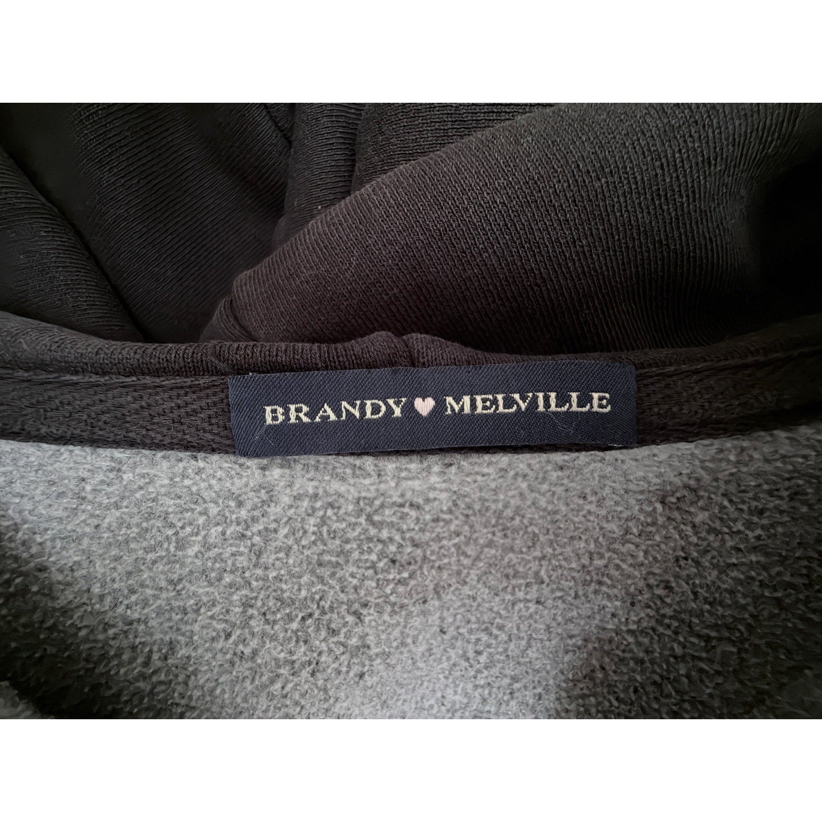 Brandy Melville Zip Up Hoodie Womens One Size Black Oversized Sweatshirt