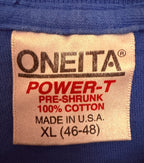 Oneita Men's Blue Power-T T-Shirt — brand label