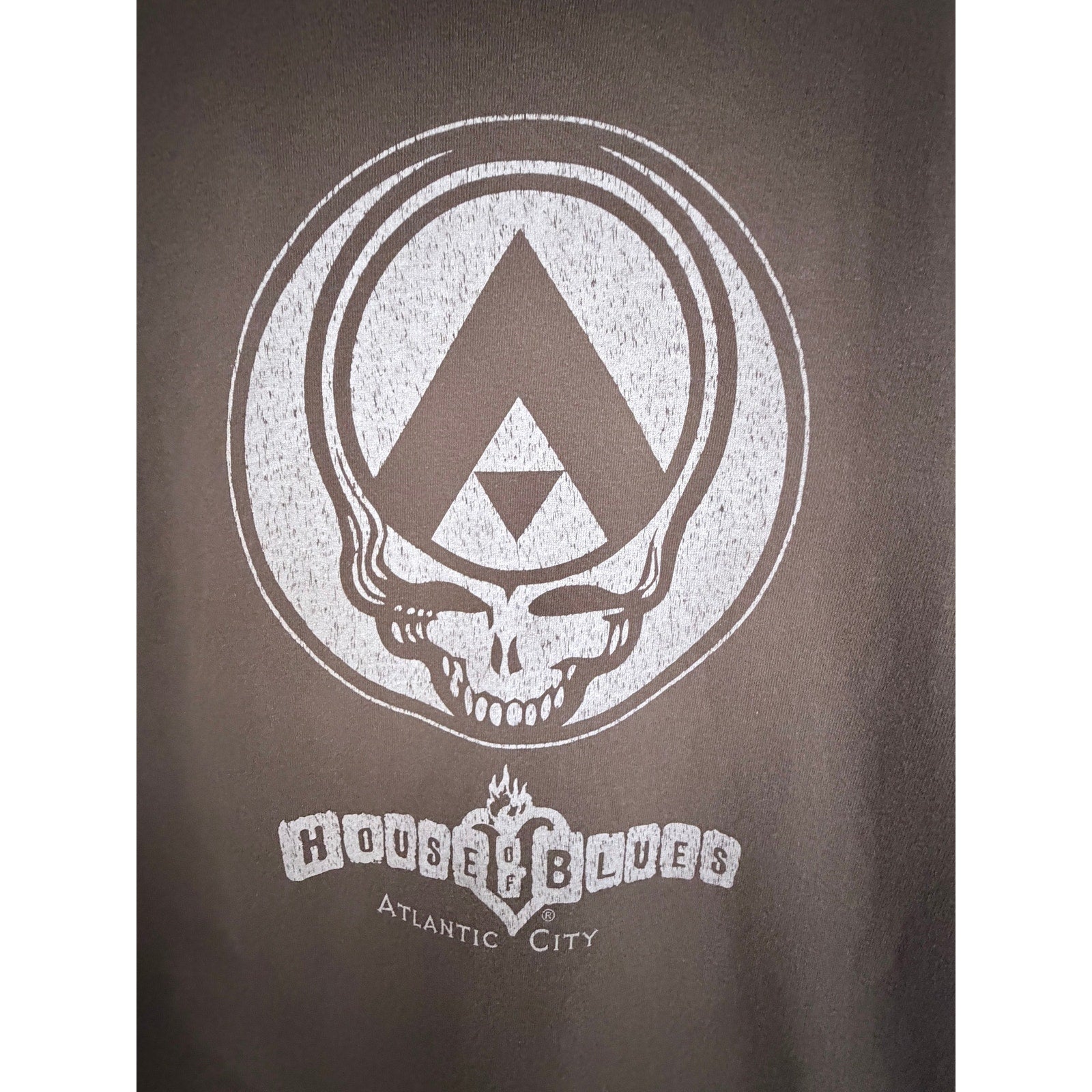 House Of Blues Atlantic City T Shirt Mens Large Brown Skull Graphic Concert Tee