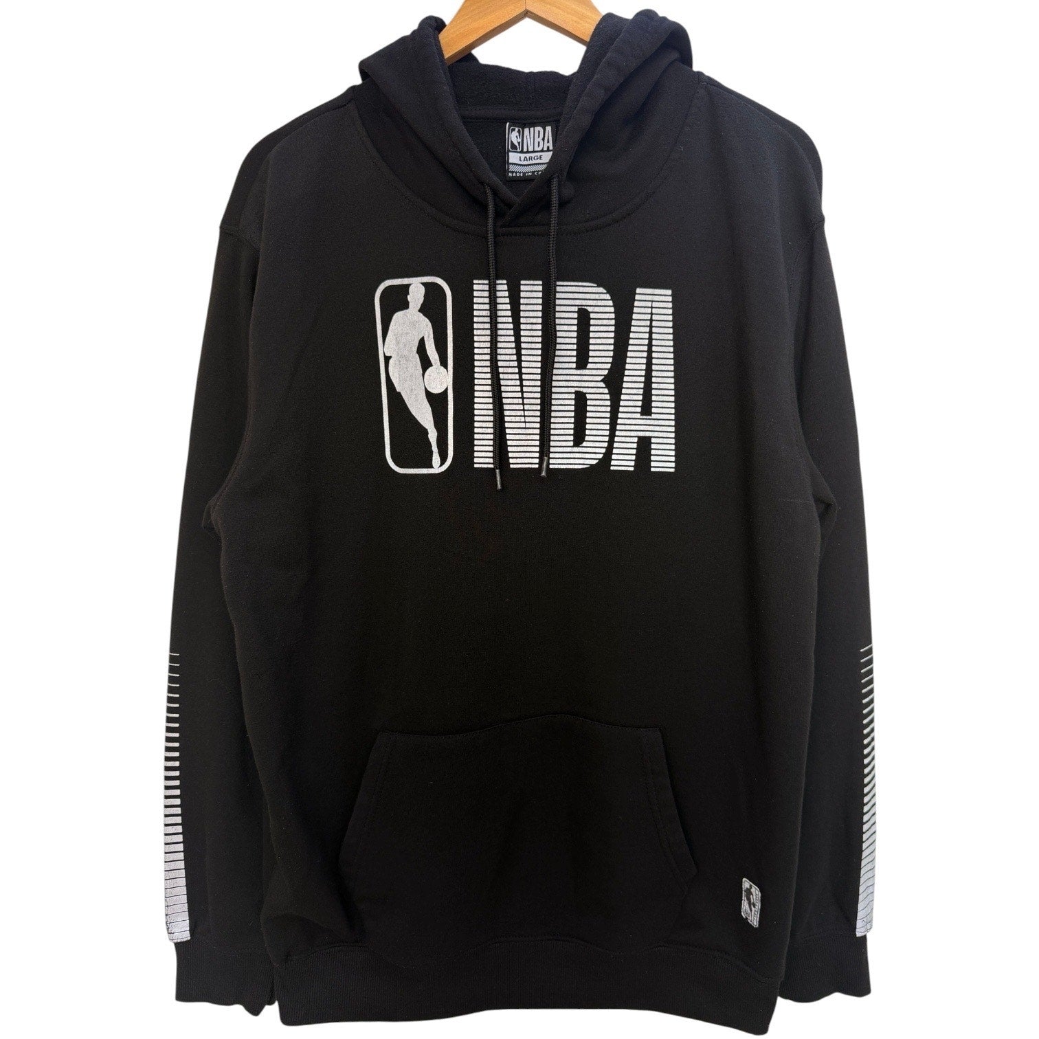 NBA Hoodie Mens Large Black Logo Pullover Basketball Sweatshirt Athletic