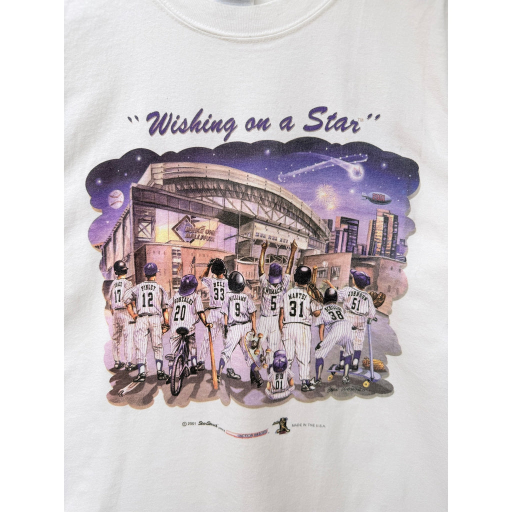 Vintage Wishing On A Star Baseball Graphic T Shirt Mens Large Gildan USA Made
