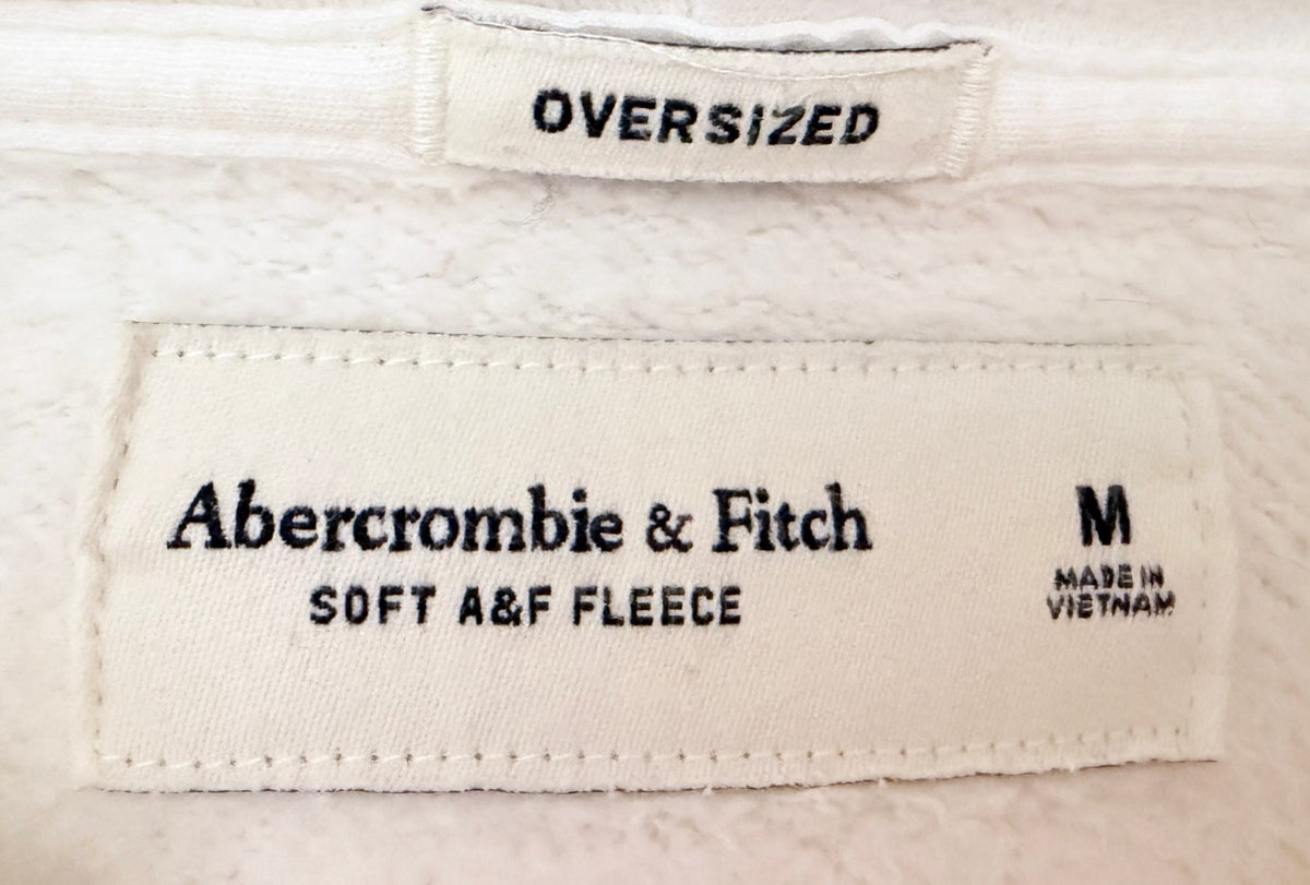 Abercrombie & Fitch Men's White Soft A&F Fleece Hoodie — brand label