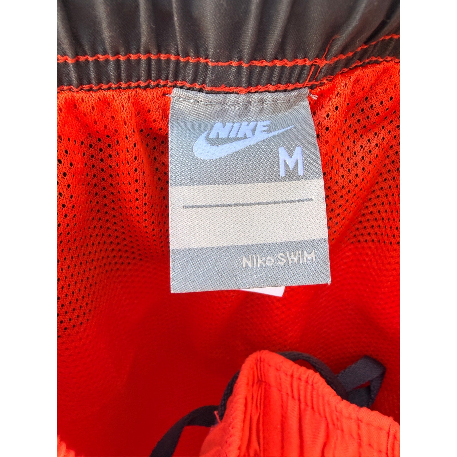 Nike Swim Trunks Mens Medium Orange Black Athletic Swim Shorts