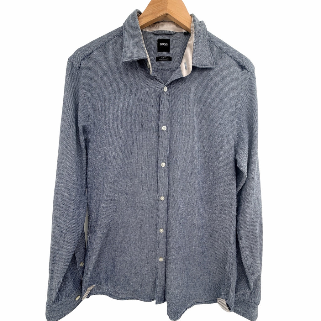 BOSS Hugo Boss Ronni_53 Slim Fit Stretch Linen Shirt Mens