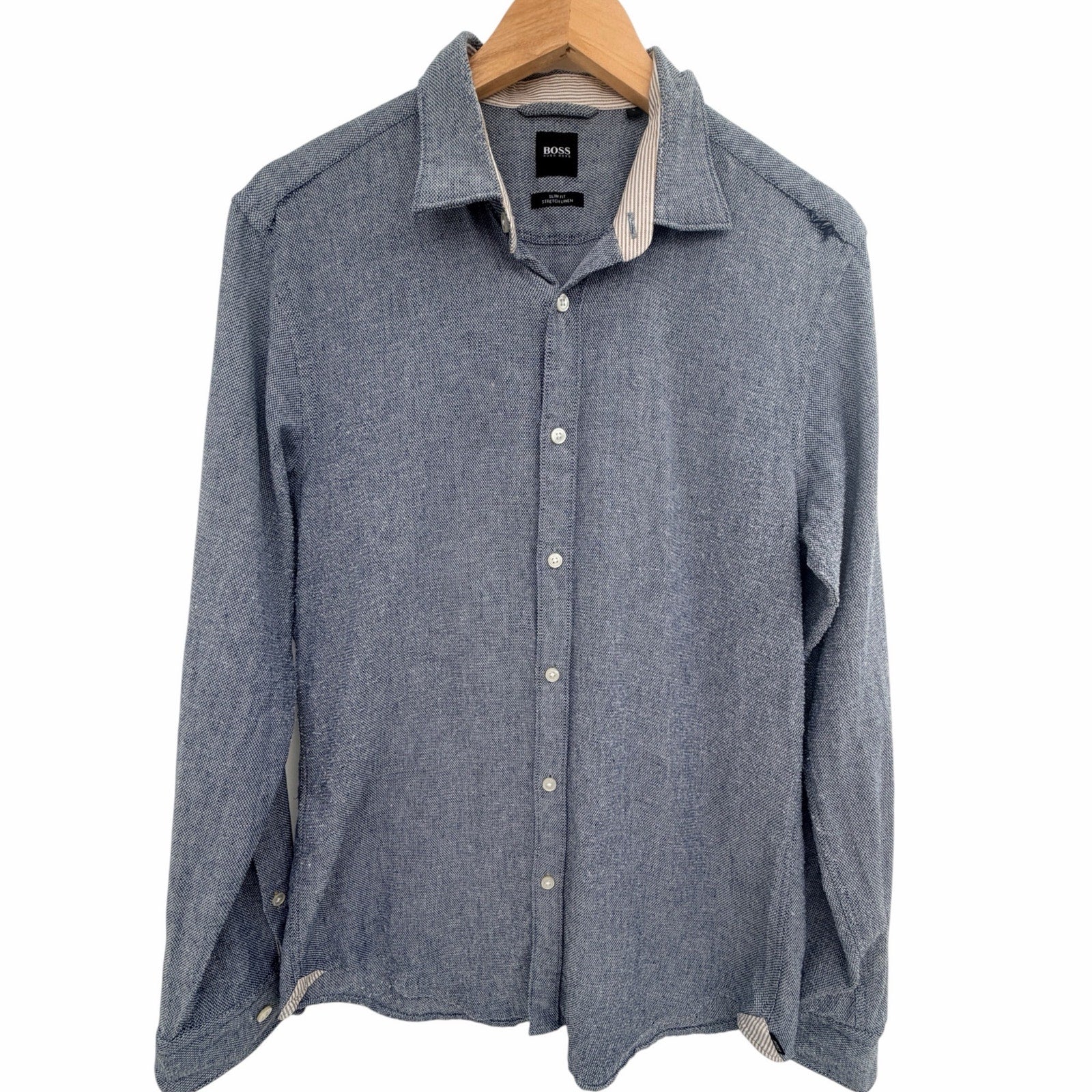 BOSS Hugo Boss Ronni_53 Slim Fit Stretch Linen Shirt Mens