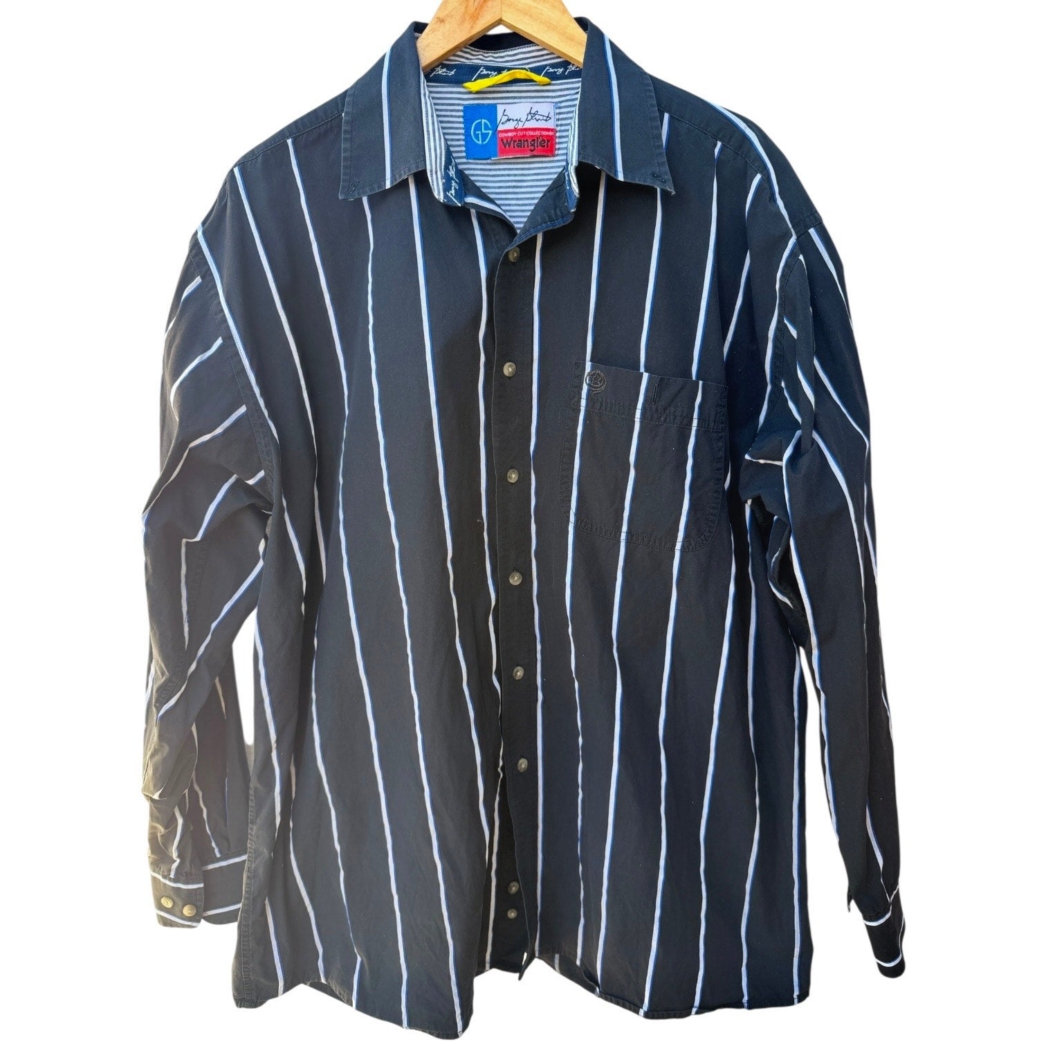 Wrangler George Strait Western Shirt – Black Striped (L)