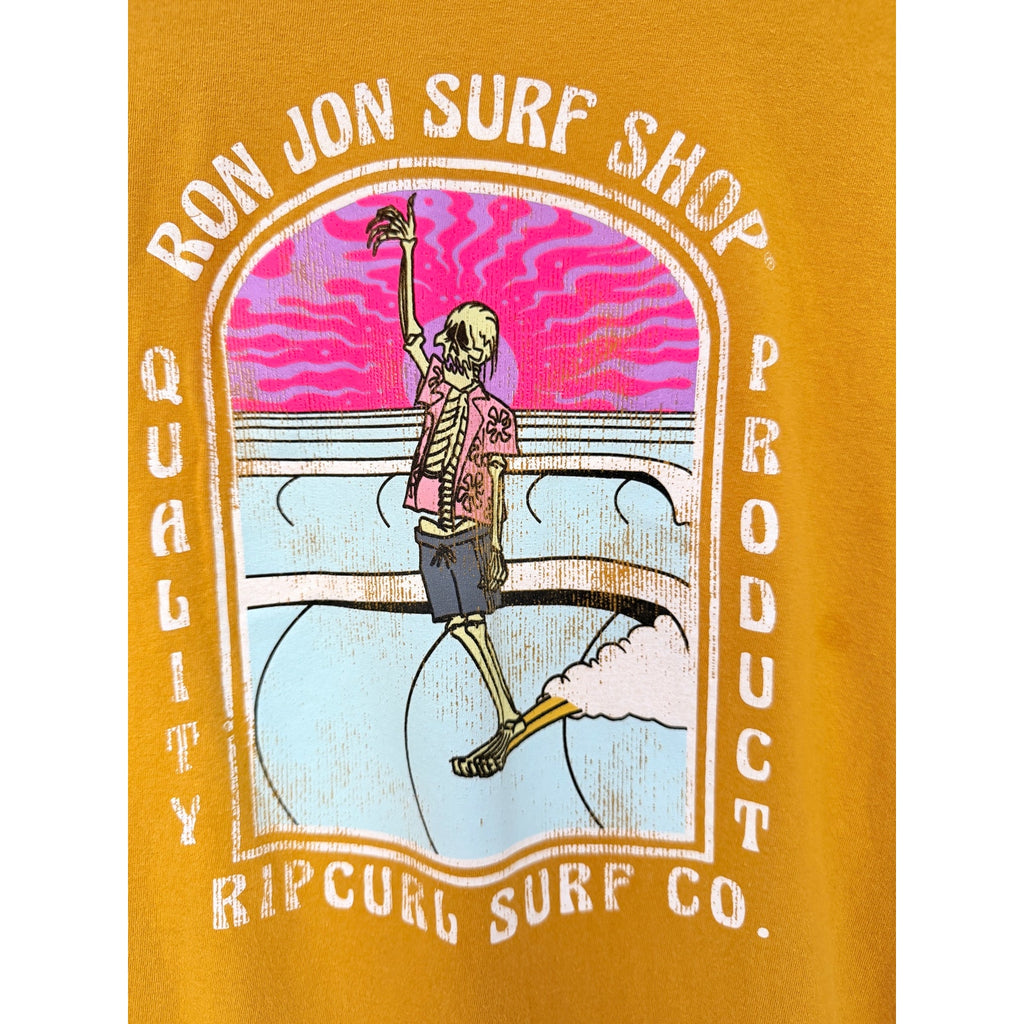 Rip Curl Ron Jon Surf Shop Shirt Mens Medium Yellow Long Sleeve Graphic Surf Tee