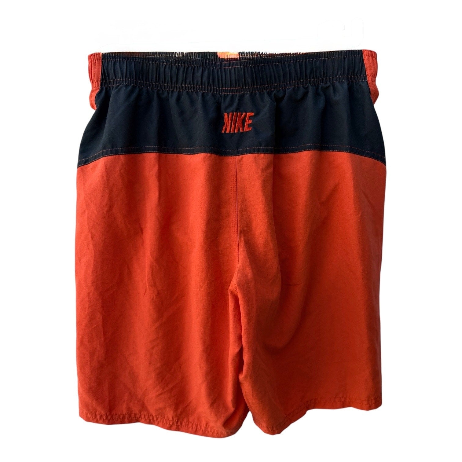 Nike Swim Trunks Mens Medium Orange Black Athletic Swim Shorts