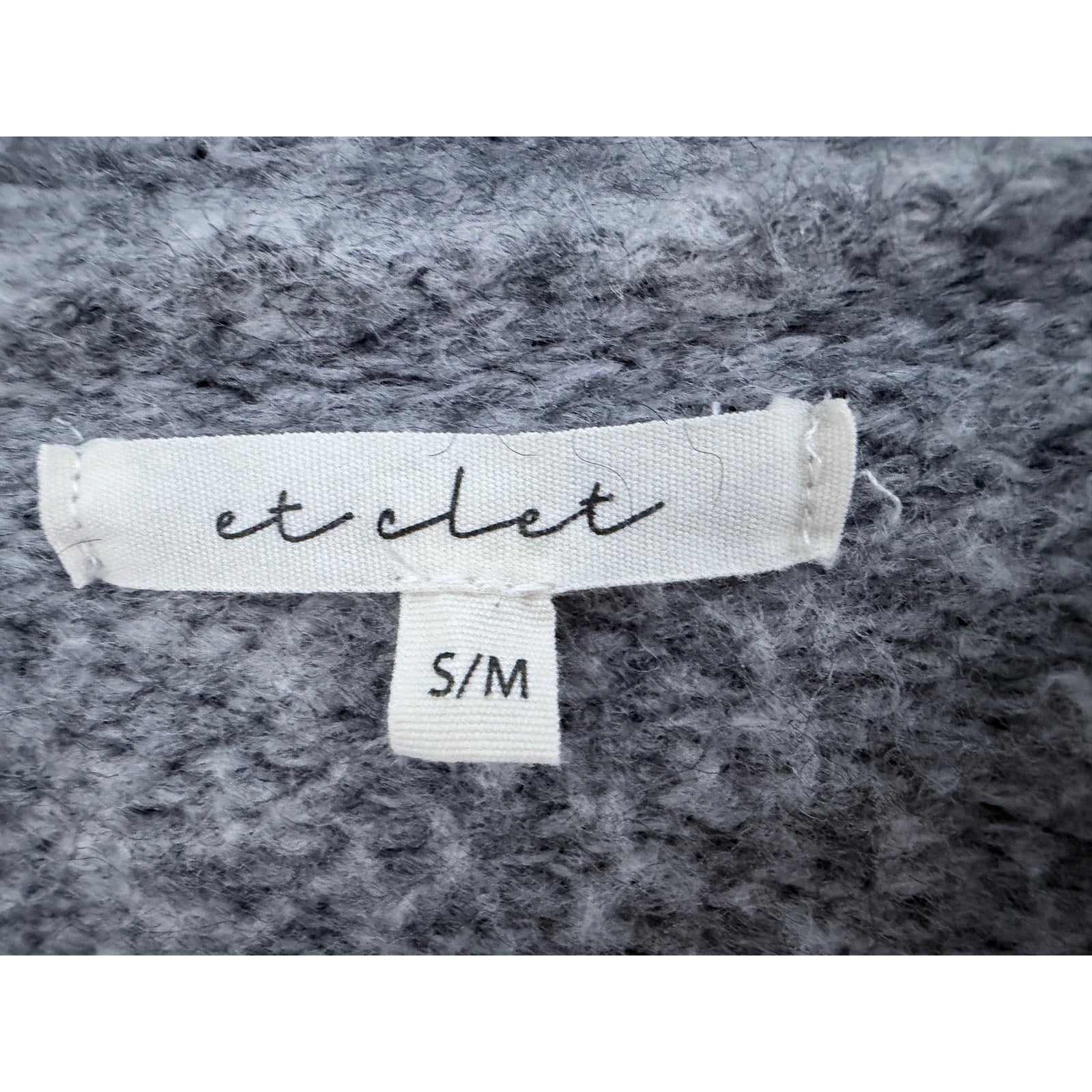 Et Clet Fuzzy Knit Cardigan Sweater Womens S M Gray Open Front
