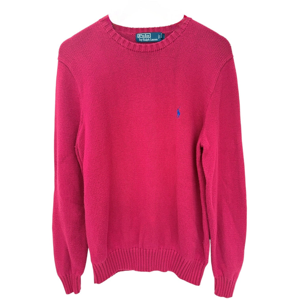 Polo Ralph Lauren Knit Sweater Mens Medium Red Cotton Crewneck Pullover