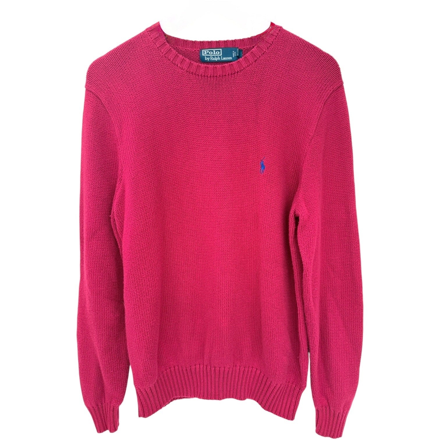 Polo Ralph Lauren Knit Sweater Mens Medium Red Cotton Crewneck Pullover