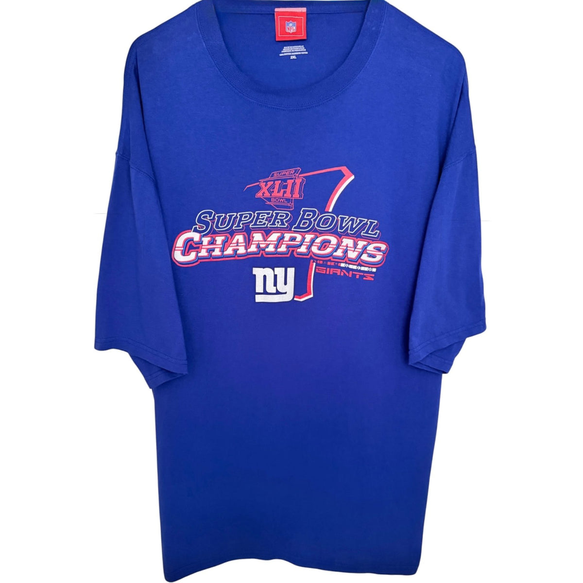 VF Imagewear Men's Blue New York Giants Super Bowl XLII Champions T-Shirt — front view