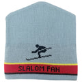 Vintage Salomon Beanie Hat Blue White Finland Acrylic Ski Snowboard Winter Cap