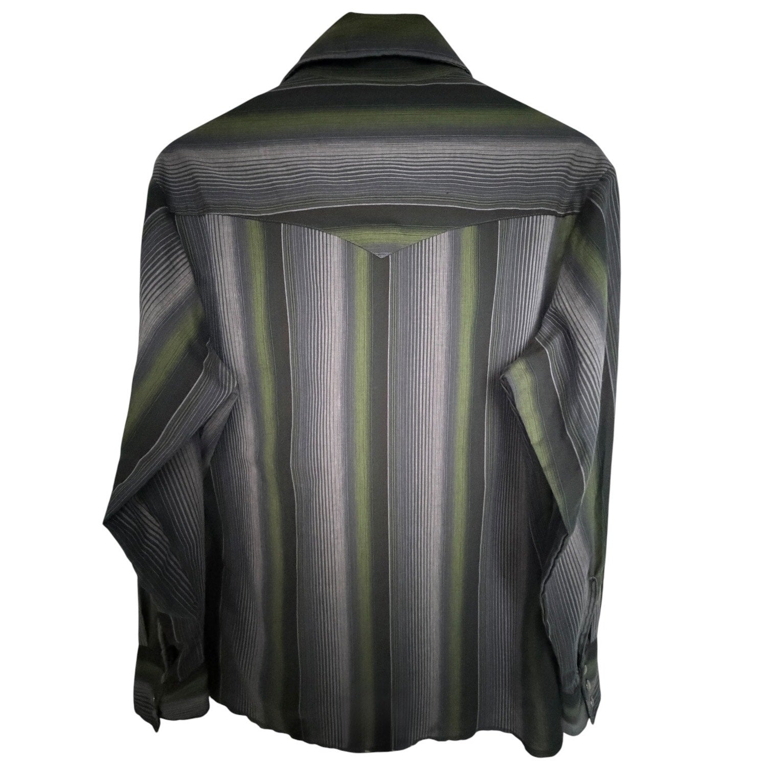 Wrangler Western Shirt Mens Medium Green Gray Pearl Snap Long Sleeve Cowboy