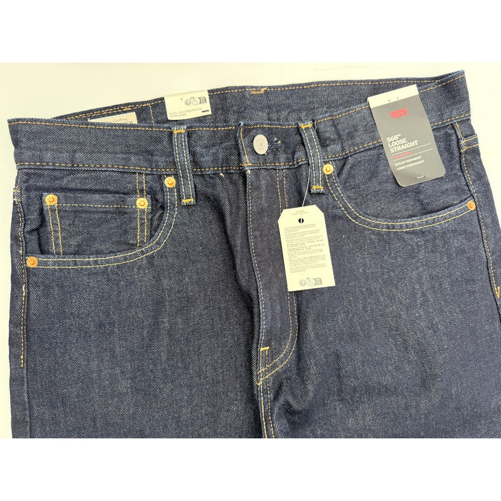 Levis 568 Loose Straight Jeans Mens 32x32 Dark Wash Premium Denim New With Tags