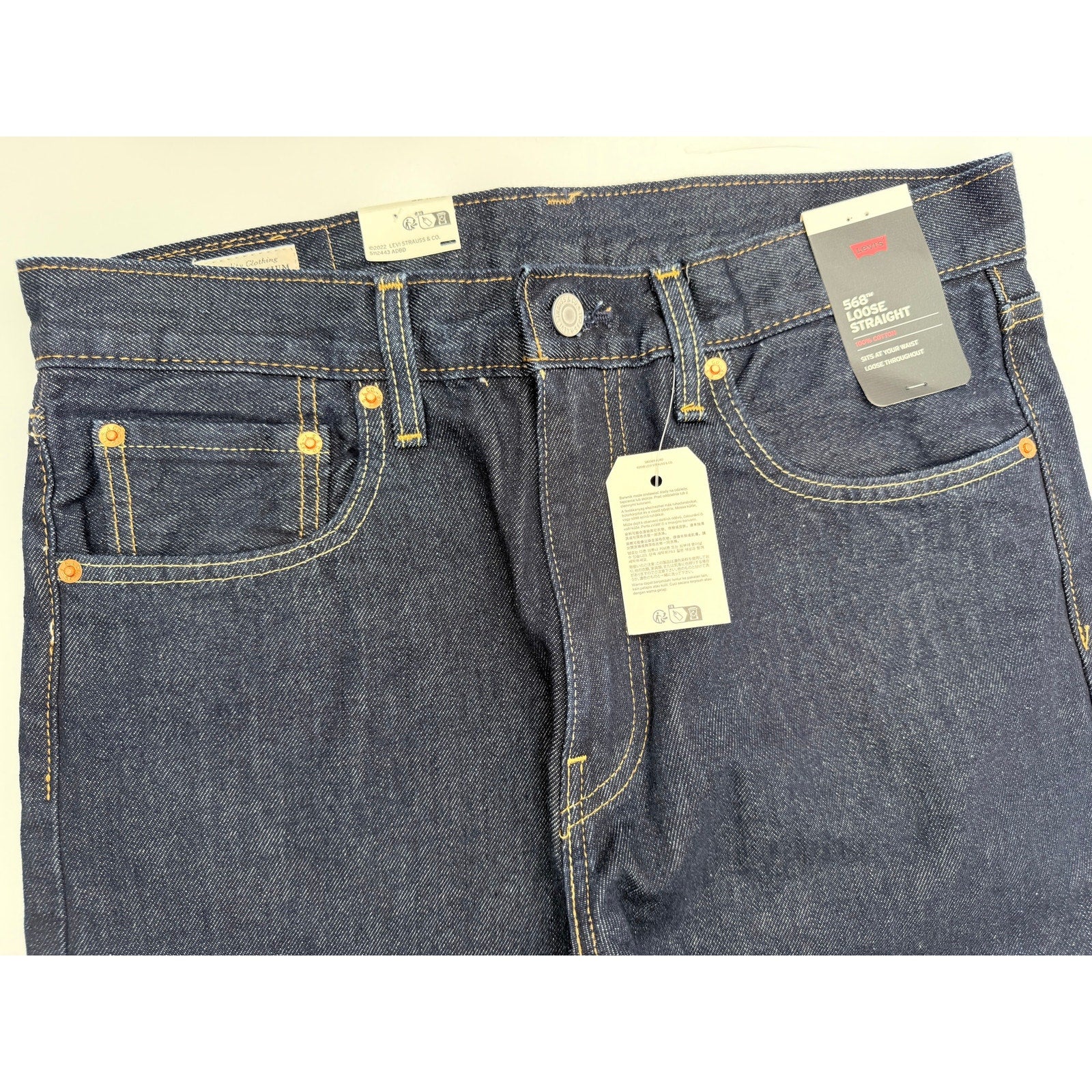 Levis 568 Loose Straight Jeans Mens 32x32 Dark Wash Premium Denim New With Tags