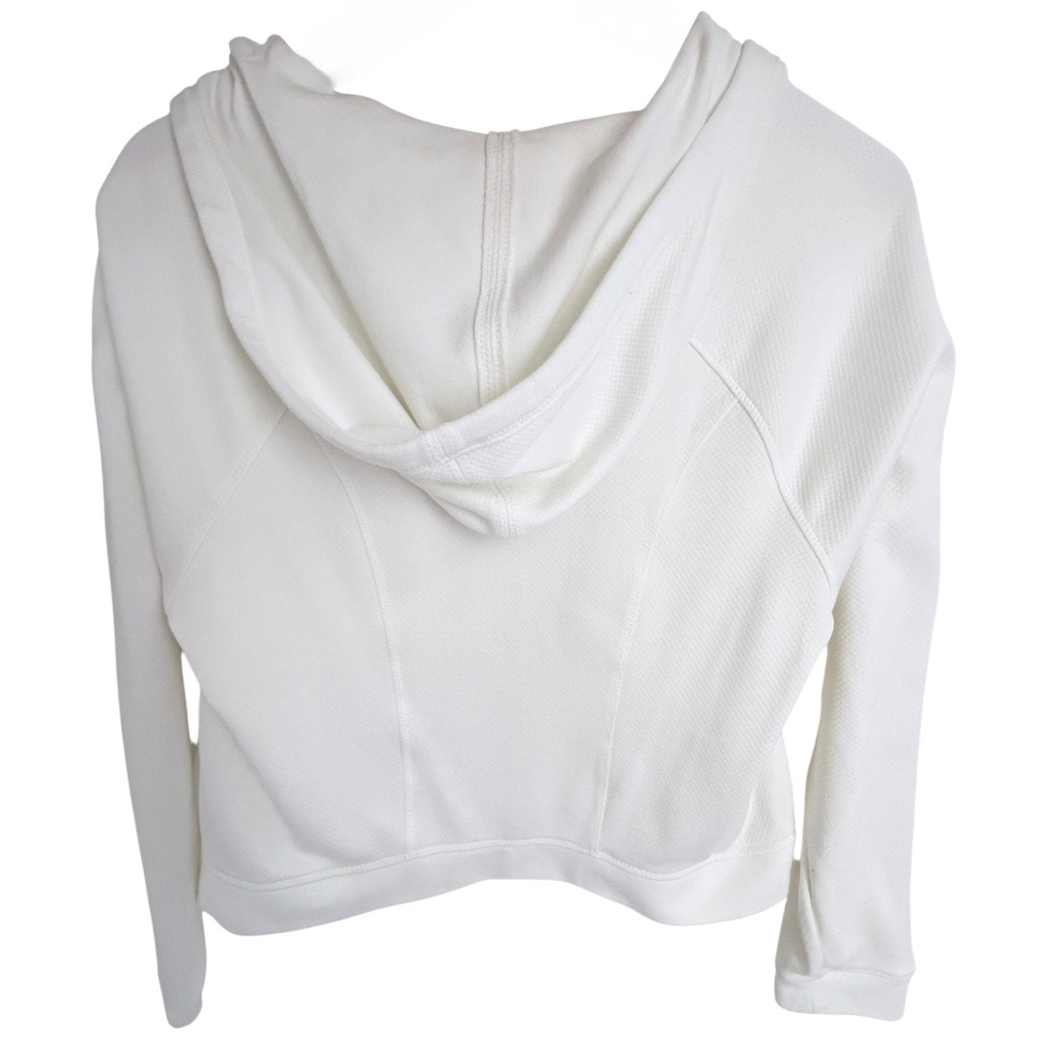 Athleta Womens Full Zip Hoodie White Textured Performance Jacket Size Medium