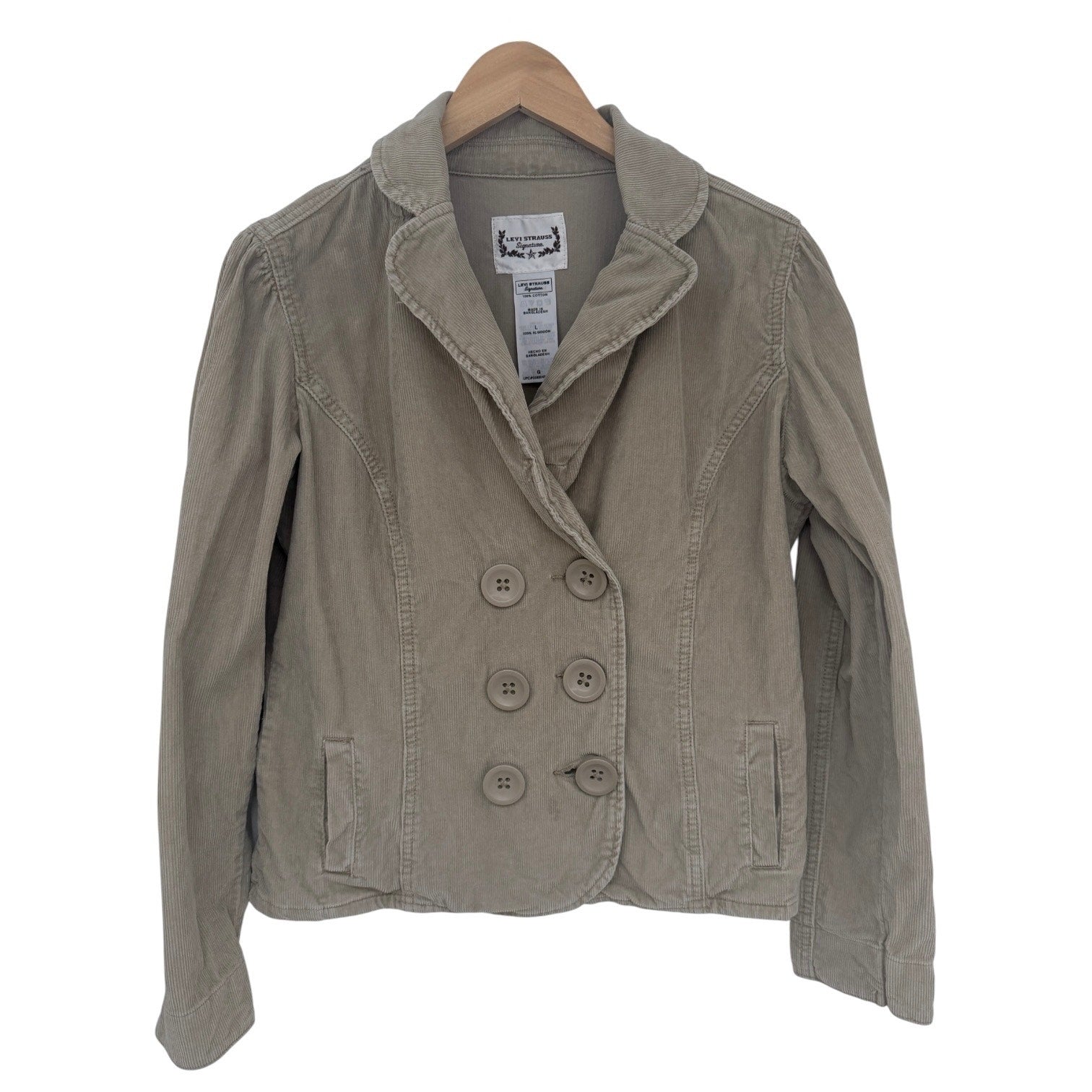 Levi Strauss Signature Corduroy Jacket Womens Large Beige Peacoat