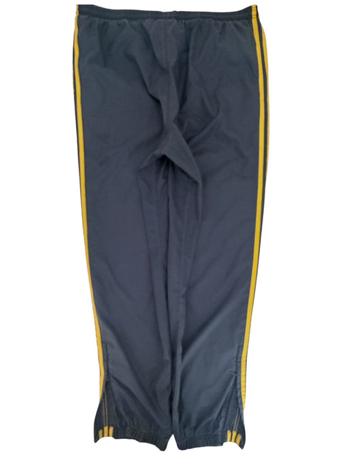 adidas Men's Blue Fleece Striped Activewear Pants — back view